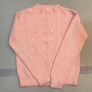 Crewcuts Girls Pink Heart Cable Knit Sweater Size 10/11.